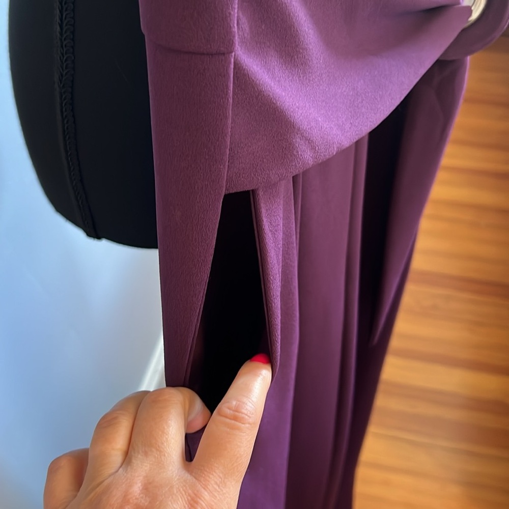 NWT Emma & Michele Plum Wide Leg Jumpsuit w/ Belt & Pockets Size 12 - Picture 9 of 12